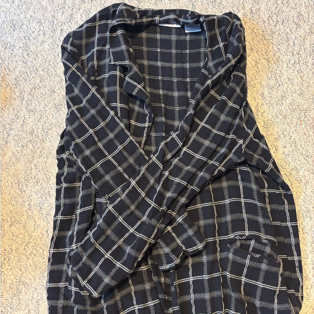 Worthington Black and White Plaid Button-Down